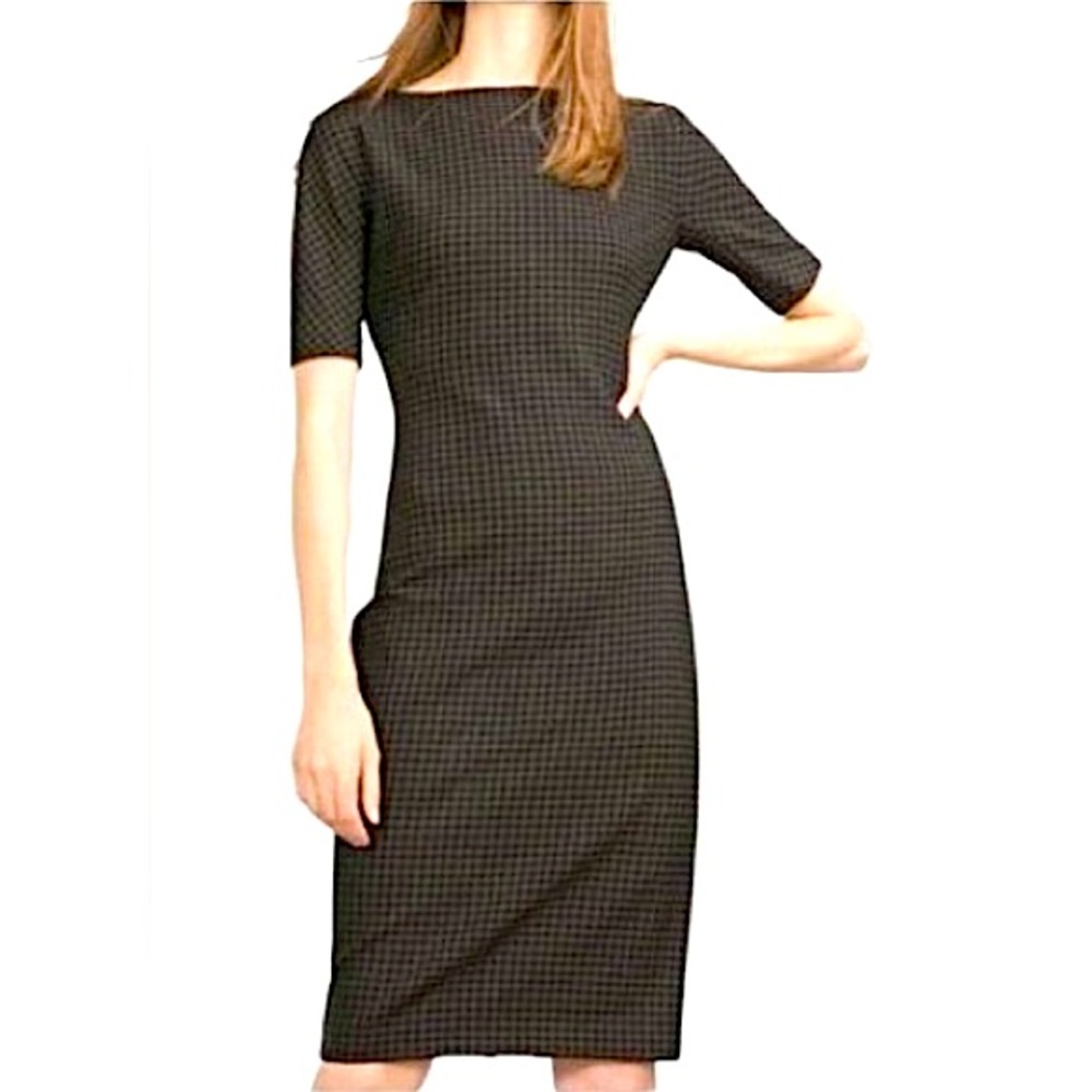 ZARA WOMAN Checked Plaid Tartan Sheath Midi Bodycon Dress Sz. S